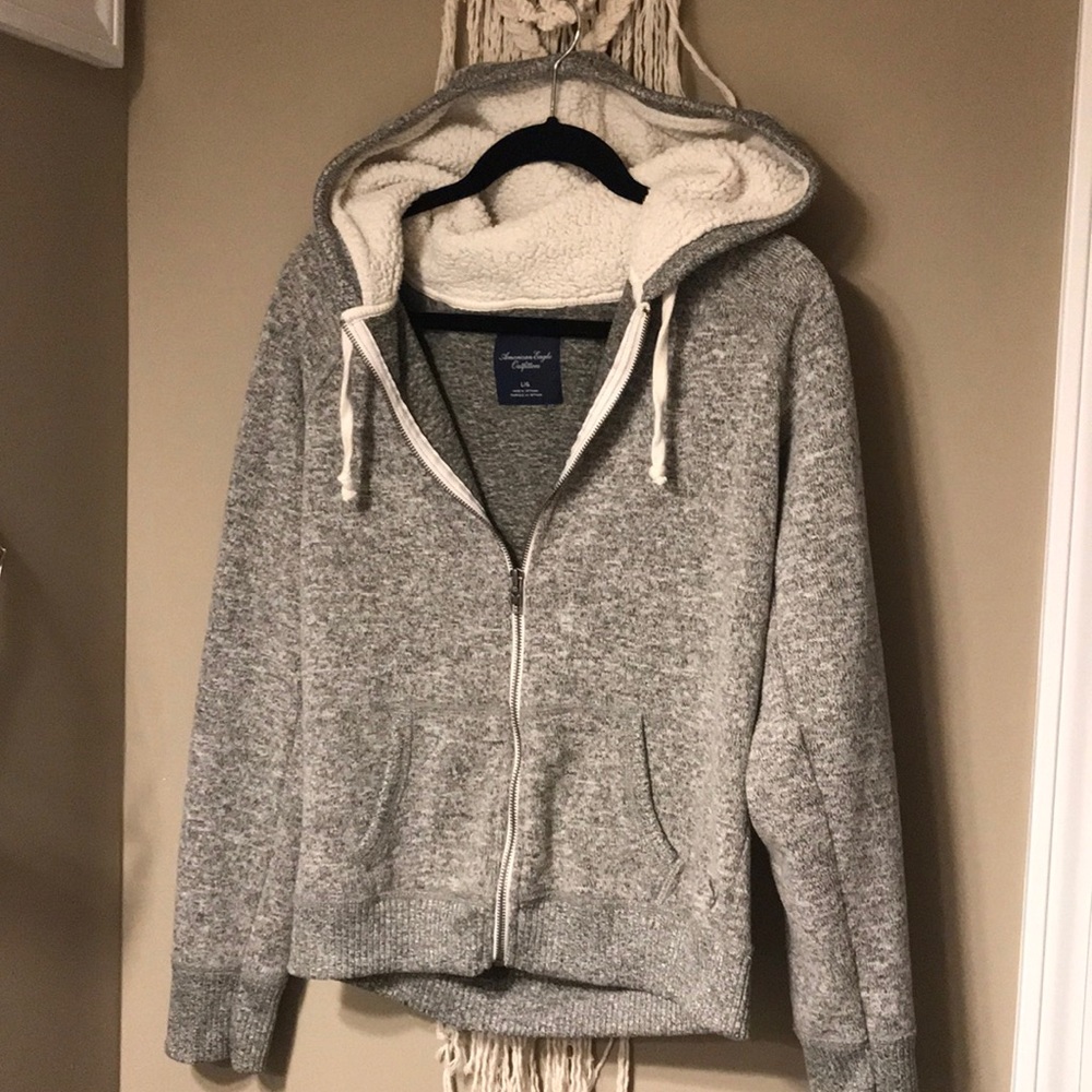 Cozy American Eagle Sherpa Zip-Up Hoodie